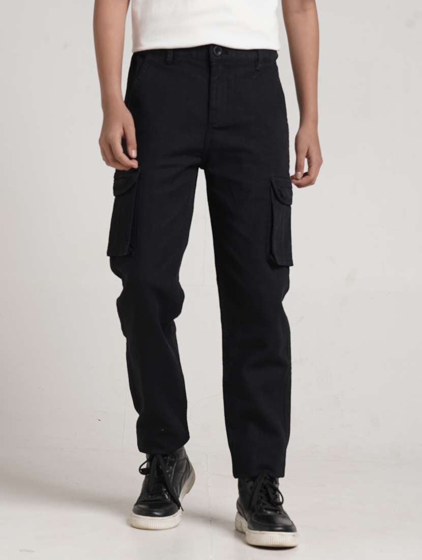 boys solid mid rise cargo