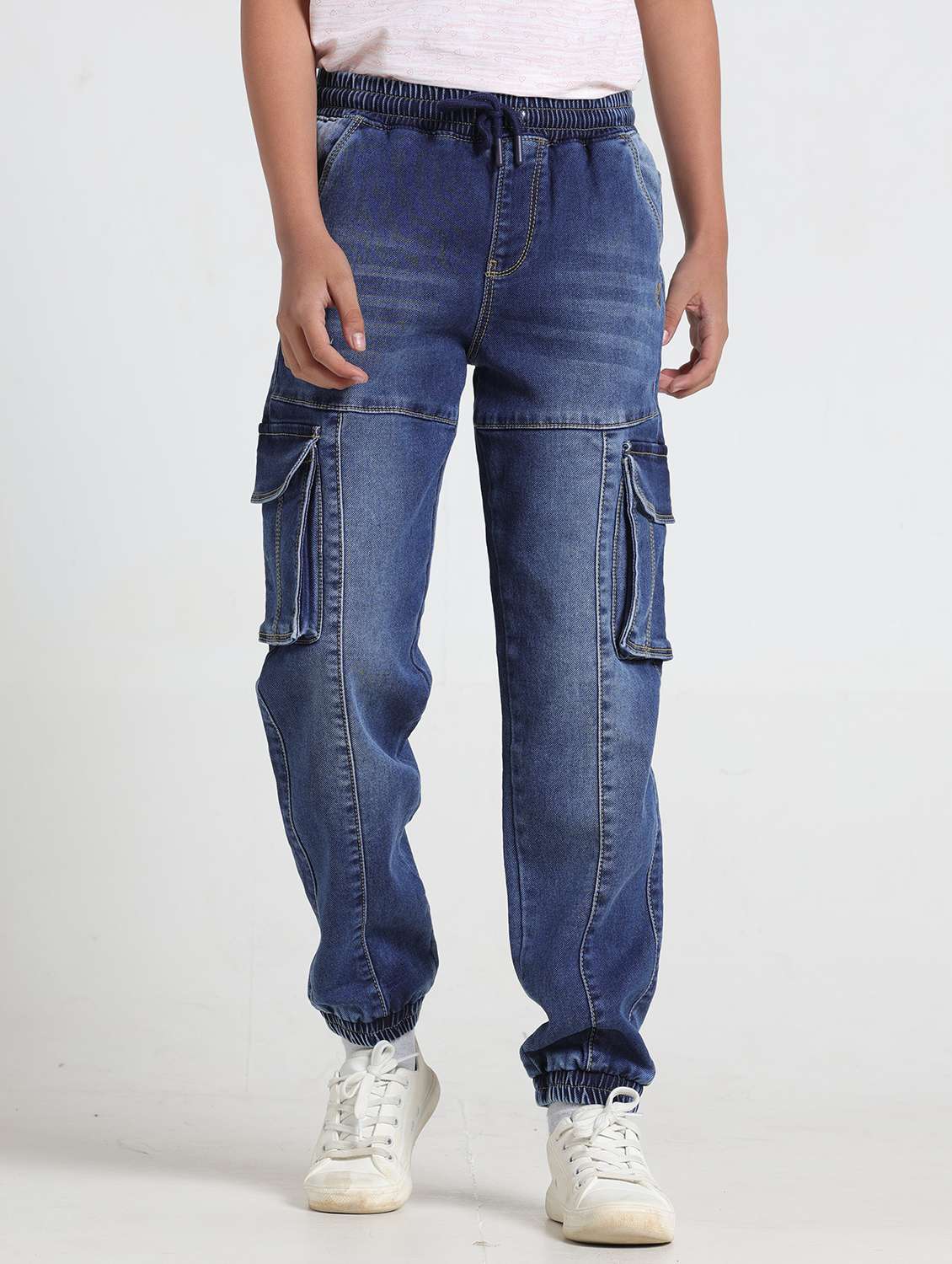 boys solid mid rise cargo jogger