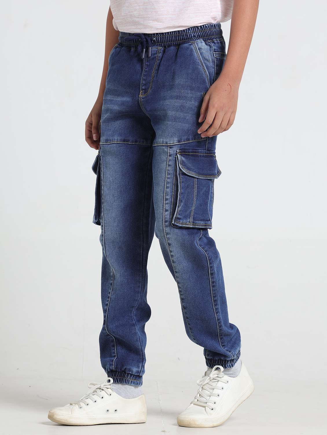 boys solid mid rise cargo jogger - 22356434 -  Standard Image - 3