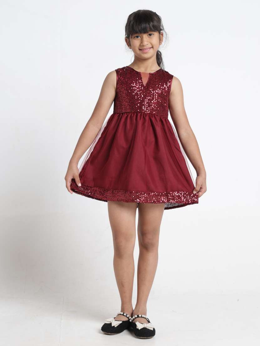 girls sequined sleeveless fit & flare dress