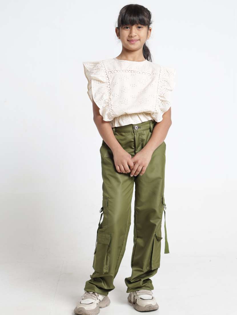 girls self designed ruffle sleeve blouson top - 22356443 -  Standard Image - 5