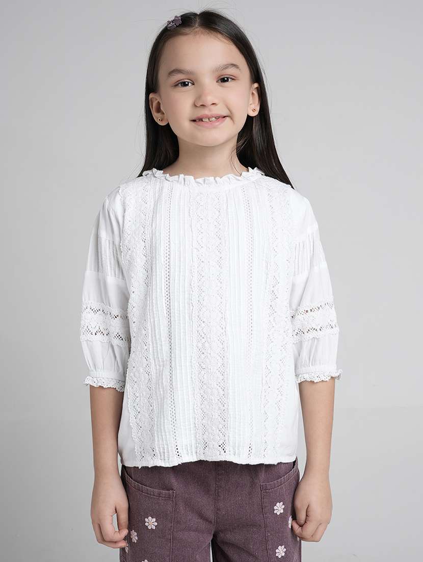 girls self designed three quarter sleevev top