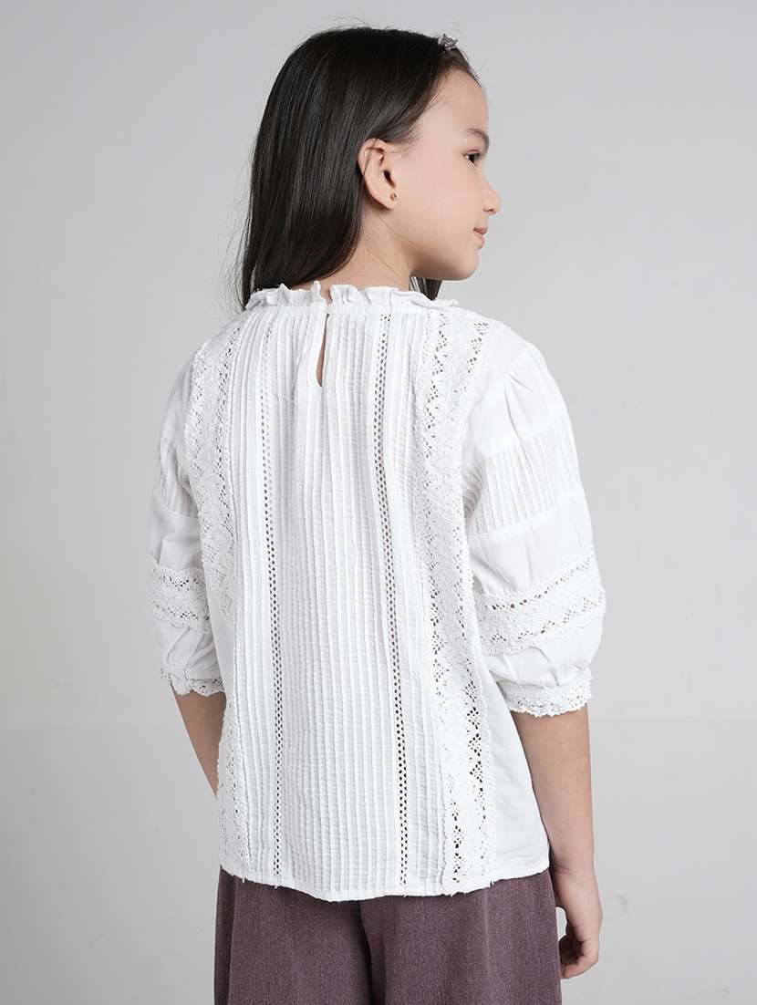 girls self designed three quarter sleevev top - 22356449 -  Standard Image - 3