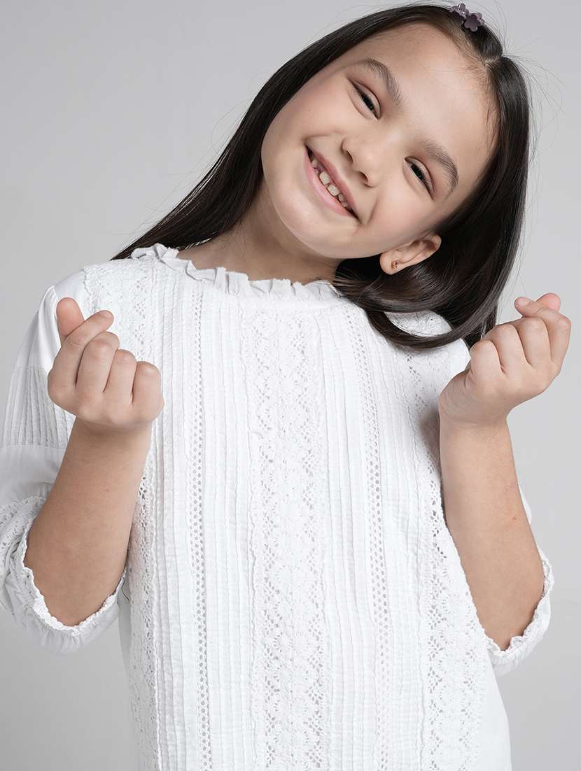 girls self designed three quarter sleevev top - 22356449 -  Standard Image - 5