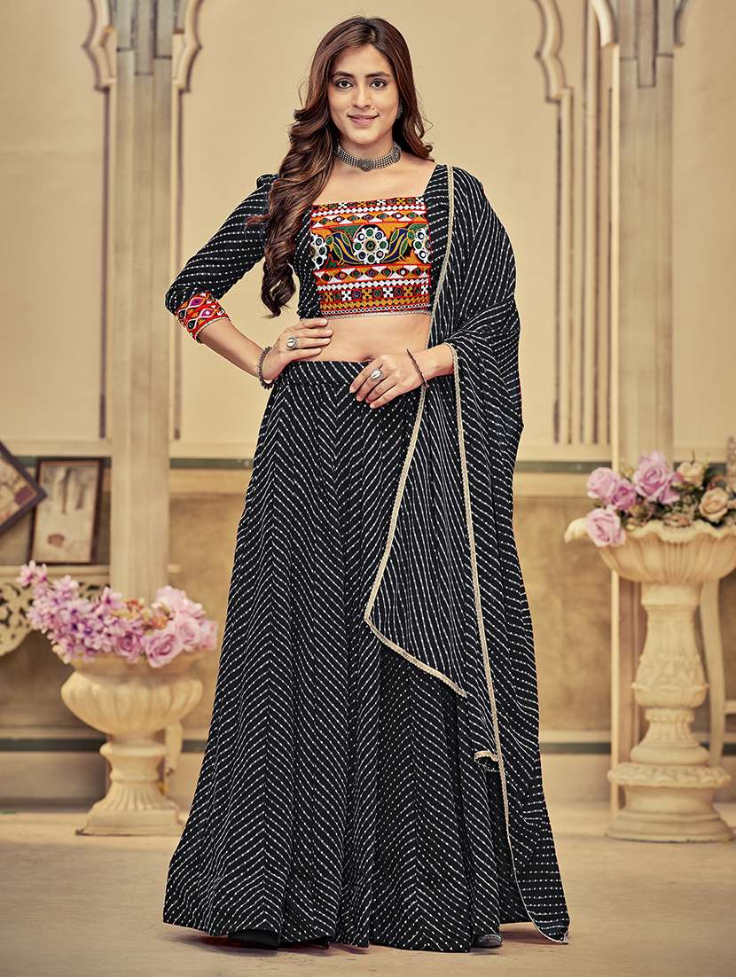 women printed flared stitched lehenga