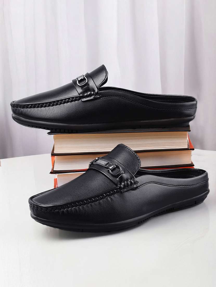 men solid slip on horsebit loafer
