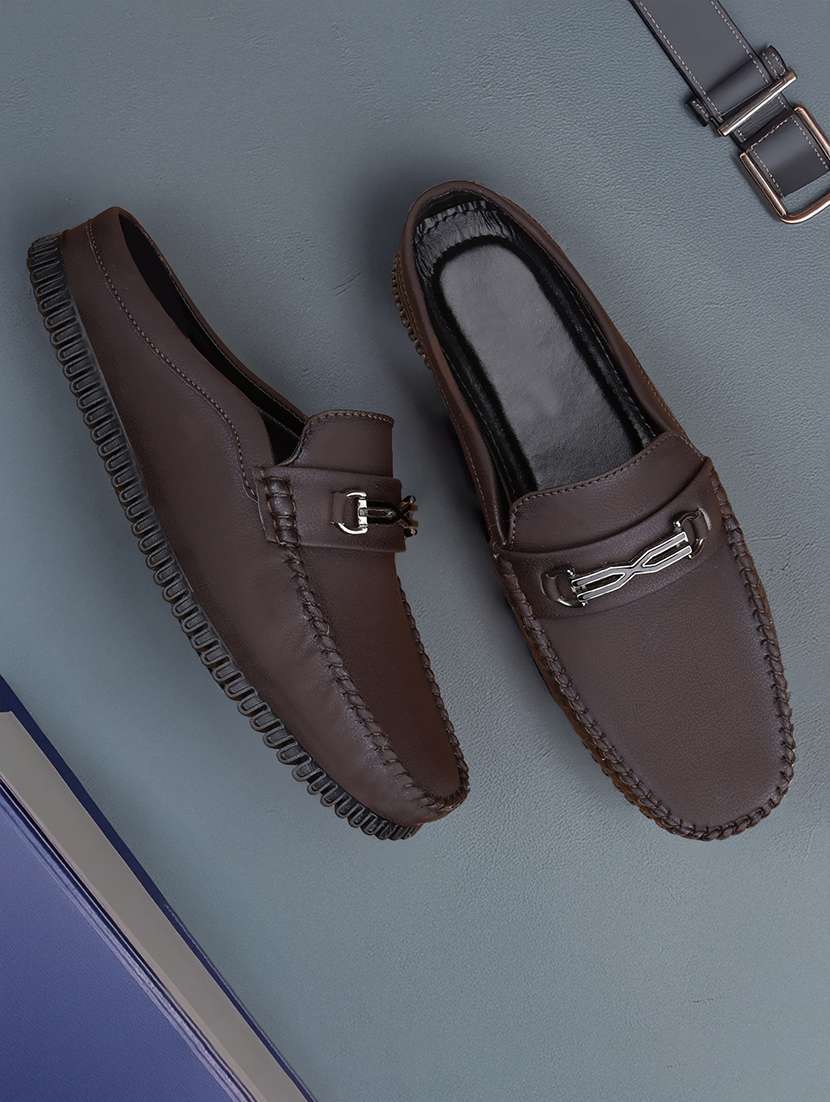 men solid slip on horsebit loafer