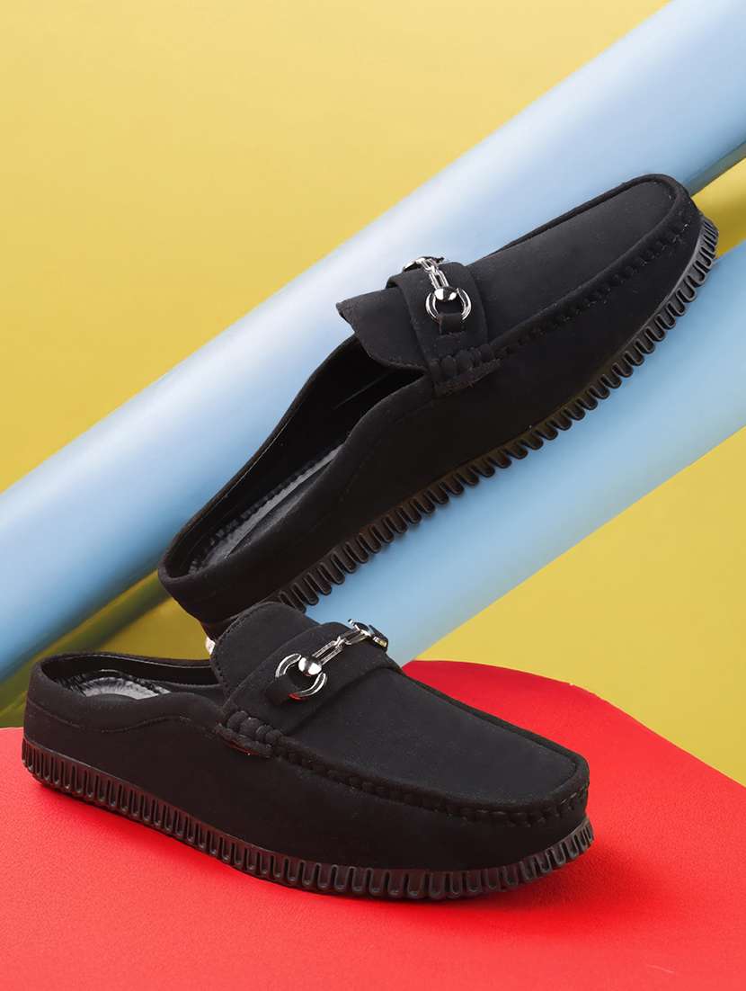 men solid slip on horsebit loafer