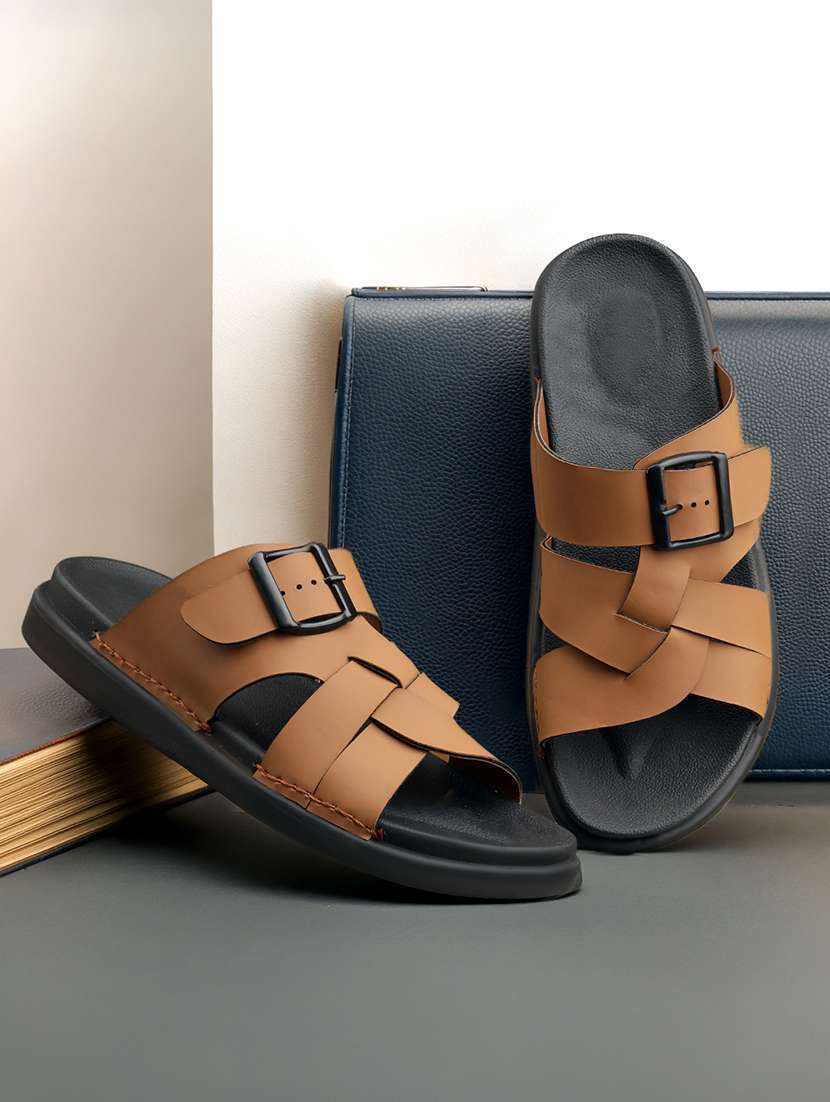 men solid slip on sandal