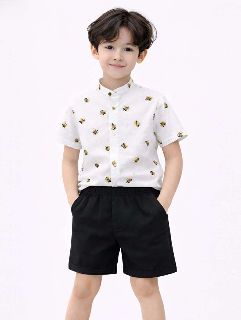 boys printed shirt and short set
