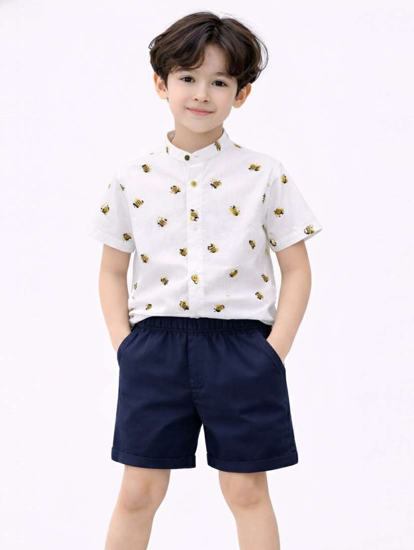 boys printed shirt and short set
