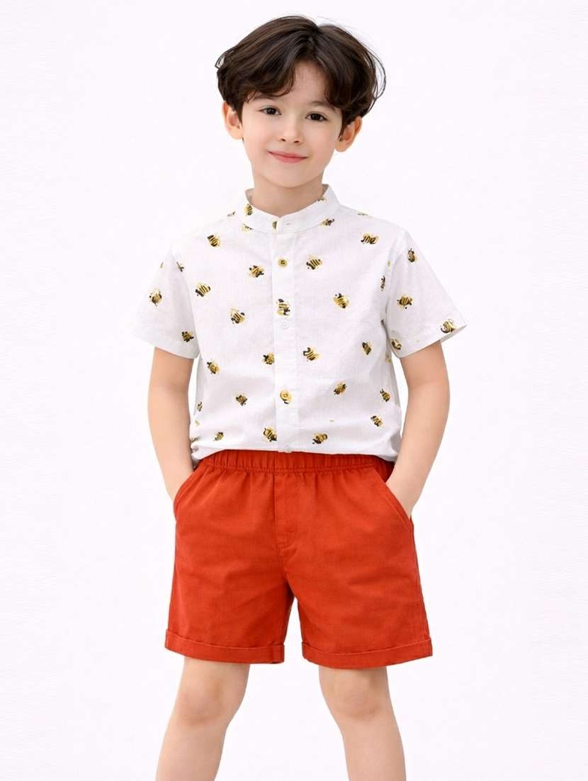 boys printed shirt and short set