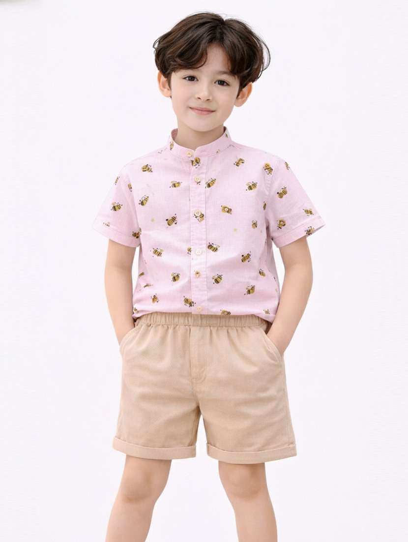 boys printed shirt and short set