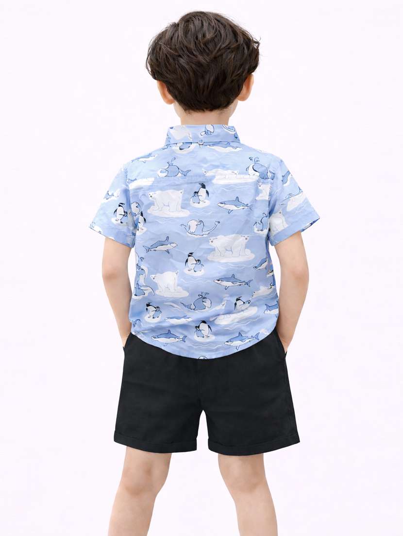 boys printed shirt and short set - 22356586 -  Standard Image - 3