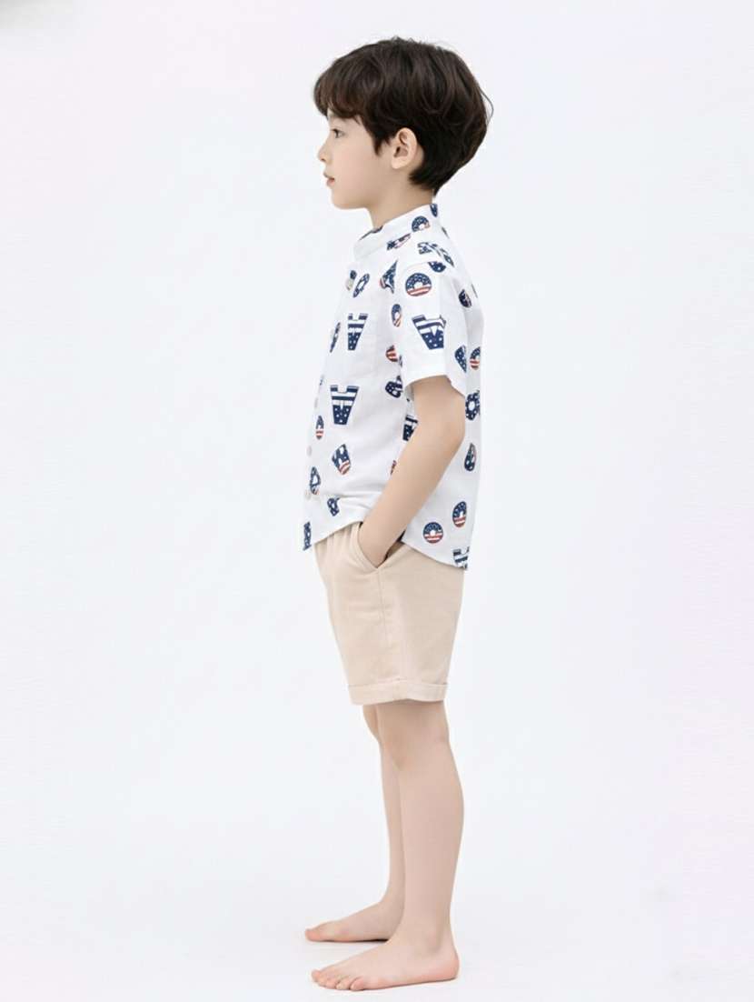 boys printed shirt and short set - 22356592 -  Standard Image - 3