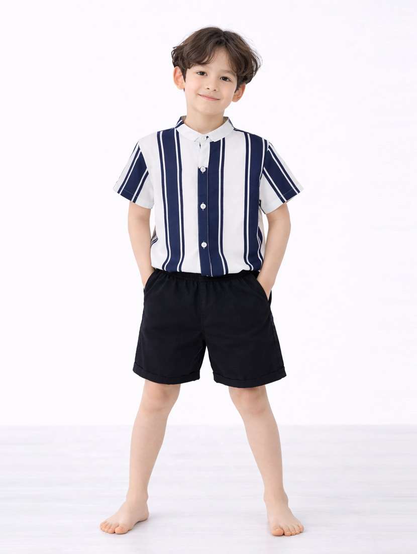 boys printed shirt and short set