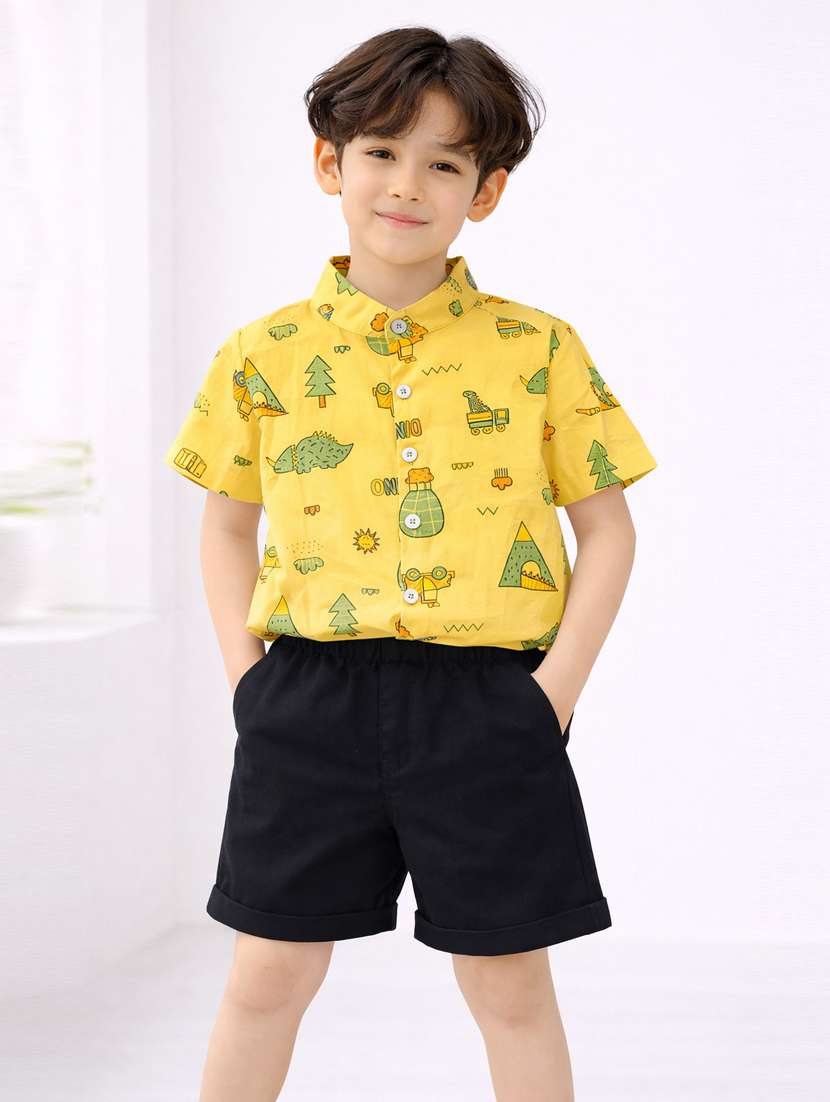 boys printed shirt and short set