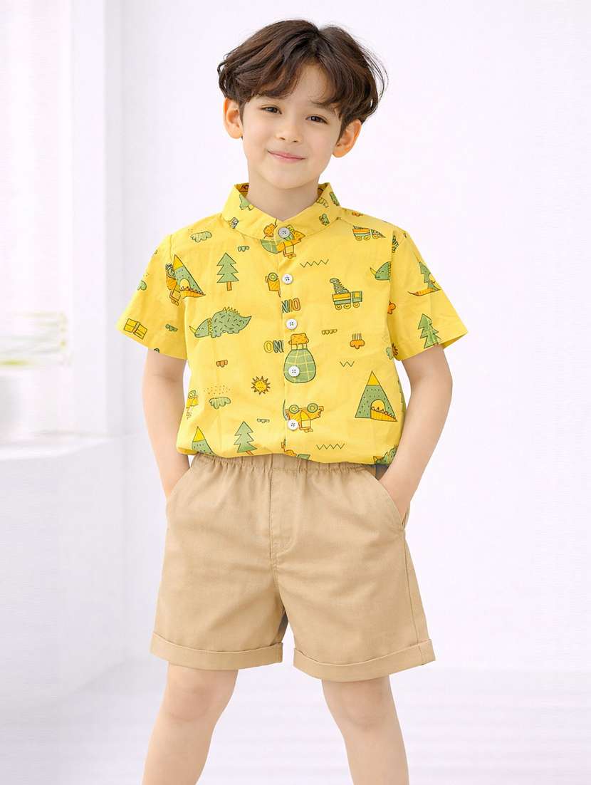 boys printed shirt and short set