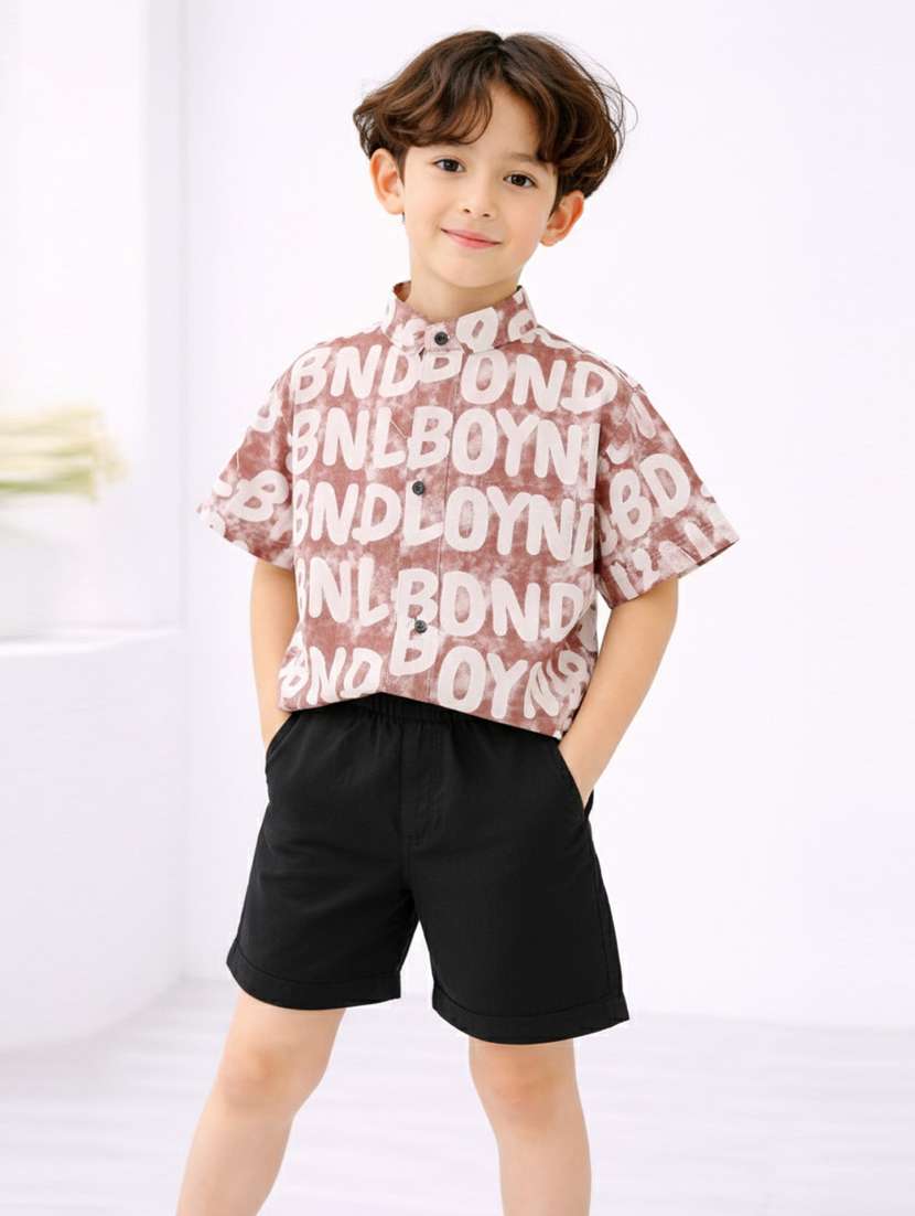 boys printed shirt and short set