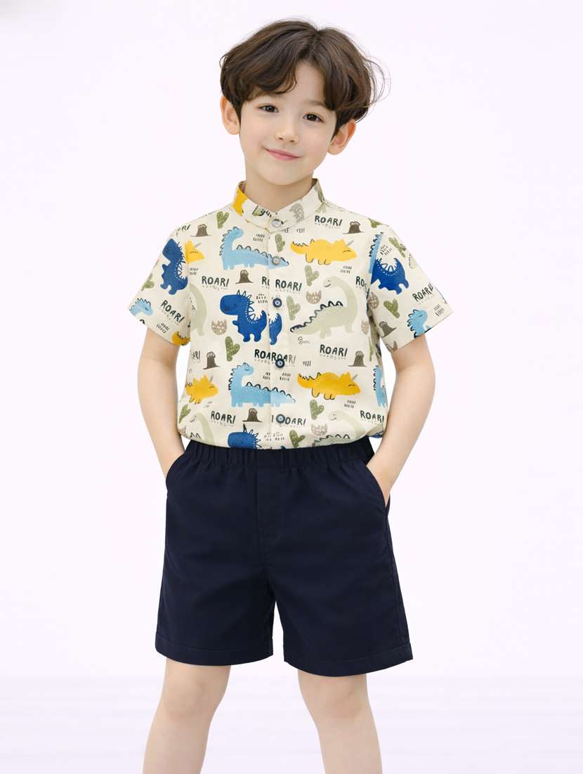 boys printed shirt and short set