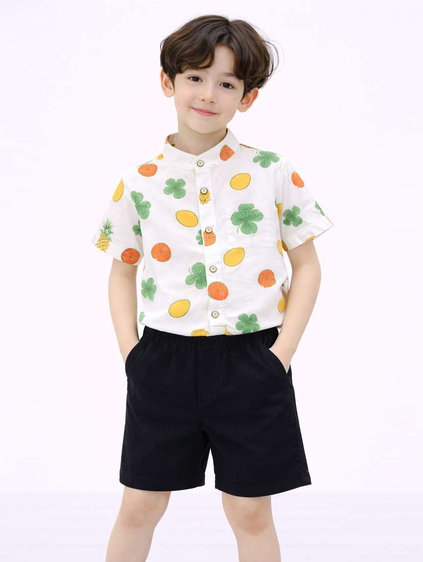 boys printed shirt and short set