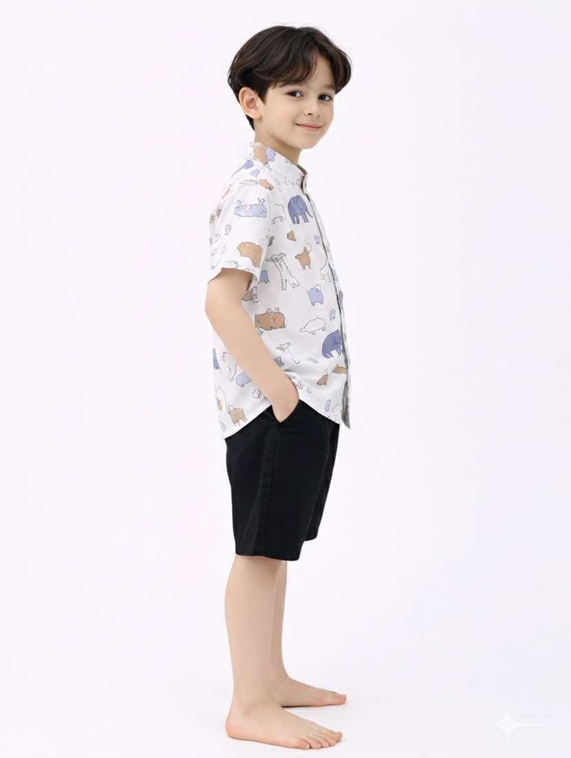 boys printed shirt and short set - 22356636 -  Standard Image - 3