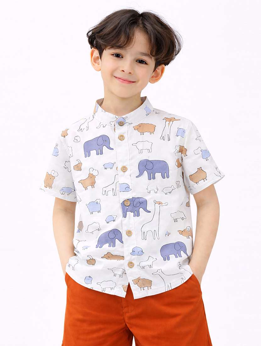 boys printed shirt and short set