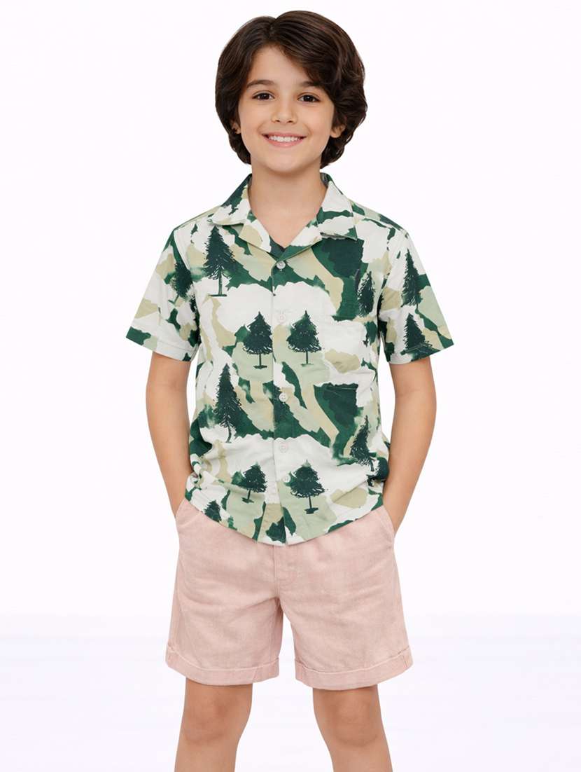 boys printed shirt and short set
