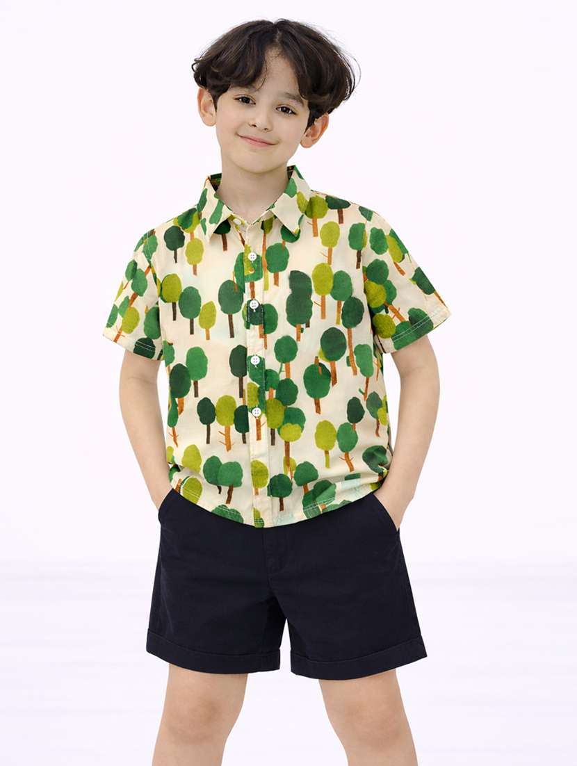 boys printed shirt and short set