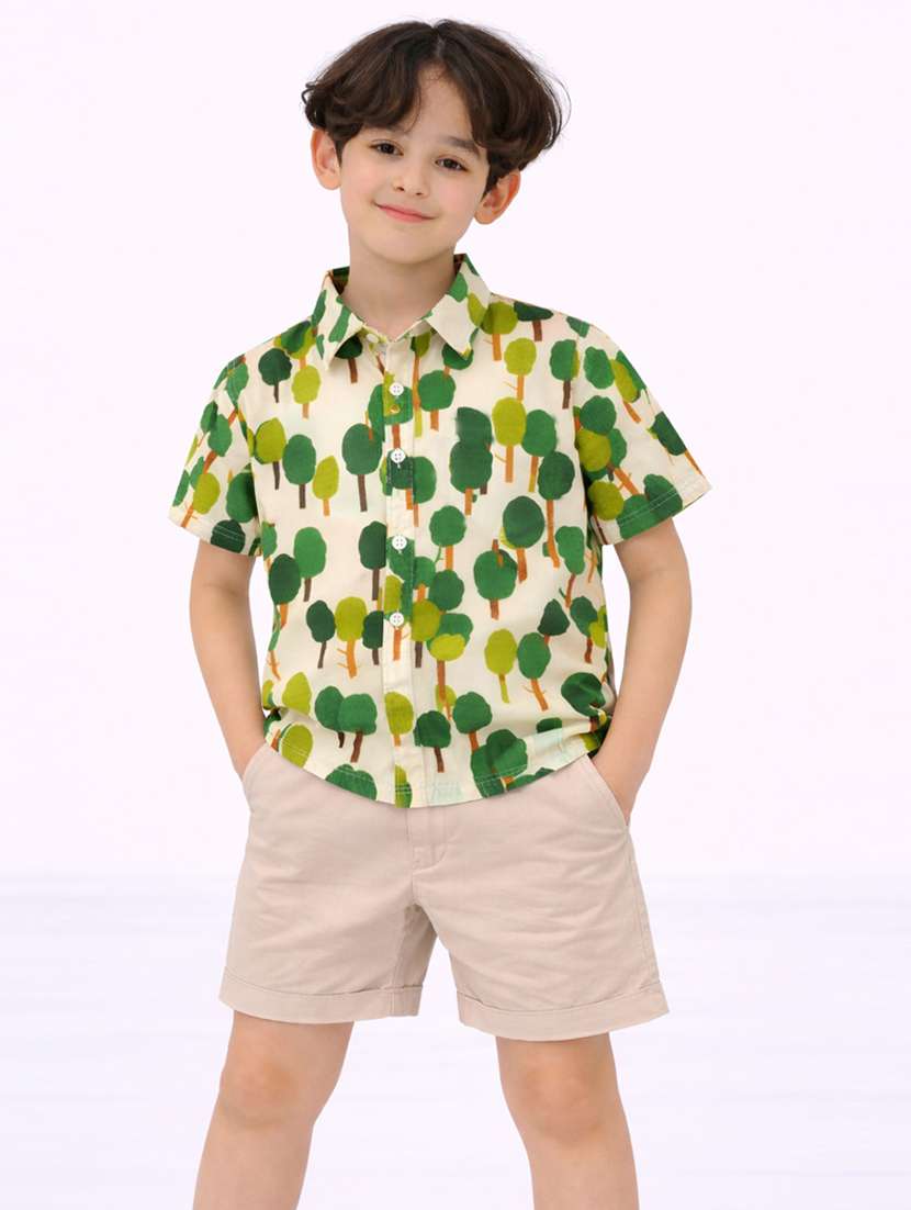 boys printed shirt and short set