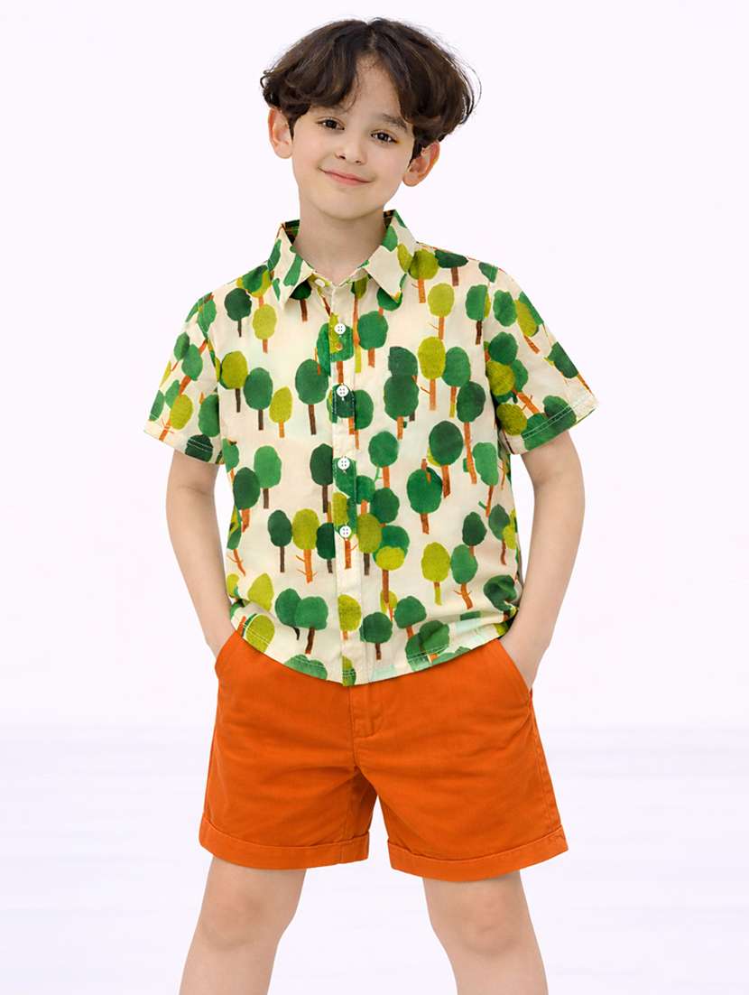 boys printed shirt and short set