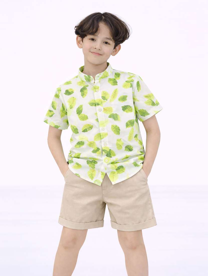 boys printed shirt and short set