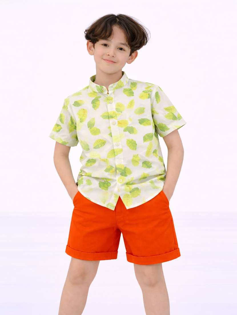 boys printed shirt and short set