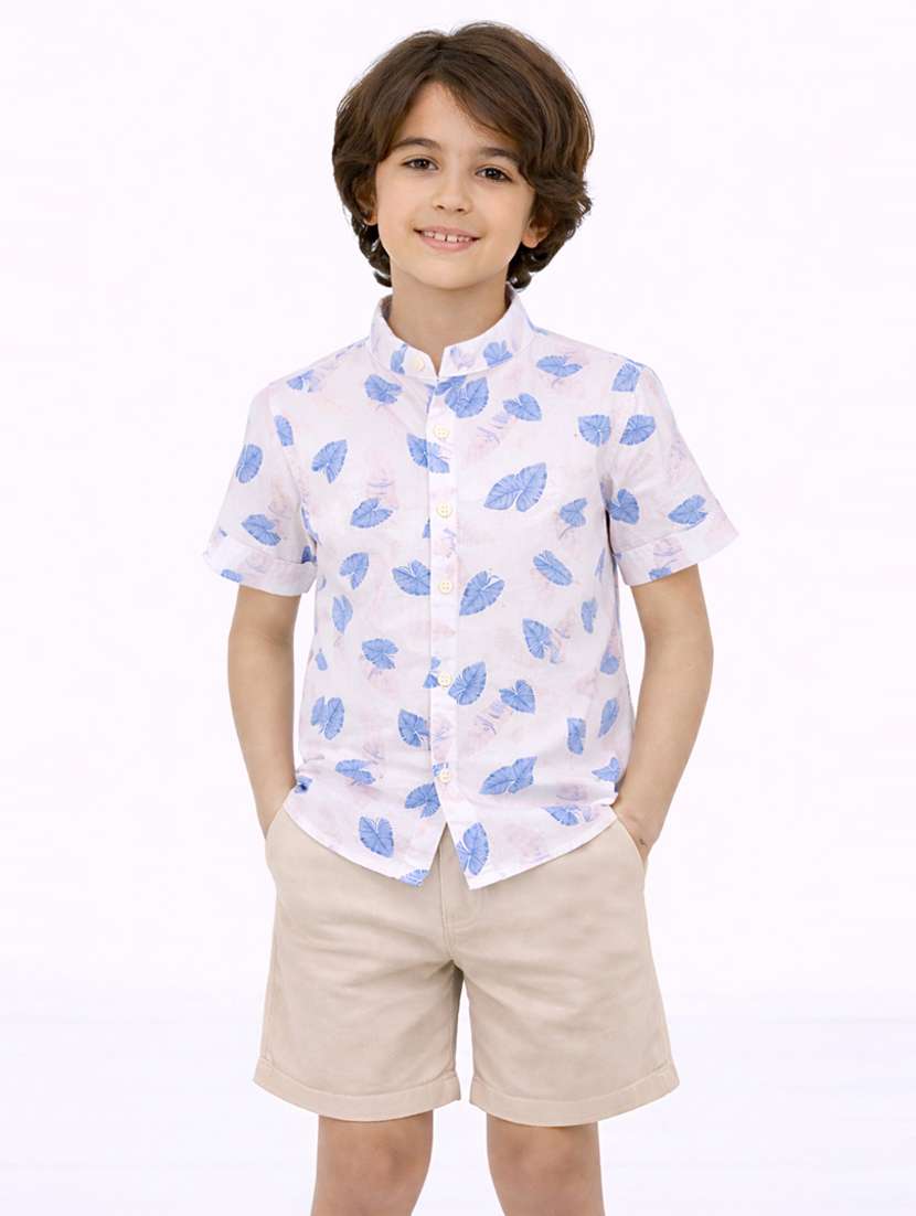 boys printed shirt and short set
