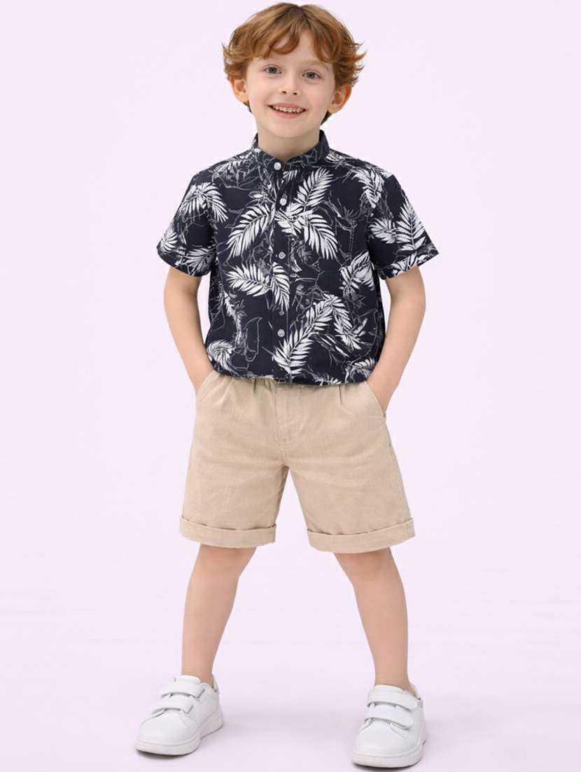 boys printed shirt and short set