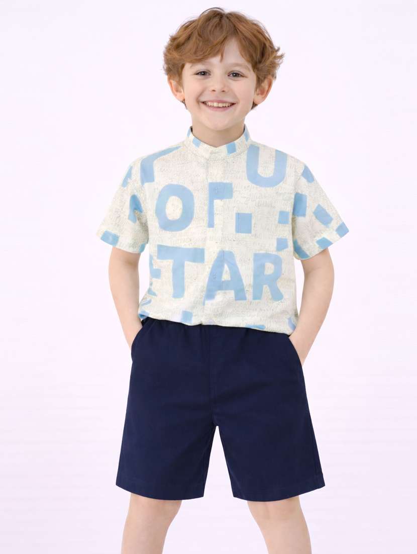 boys printed shirt and short set