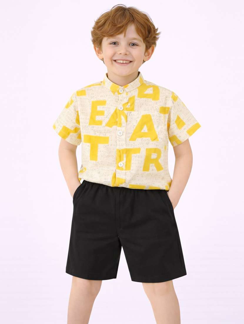 boys printed shirt and short set