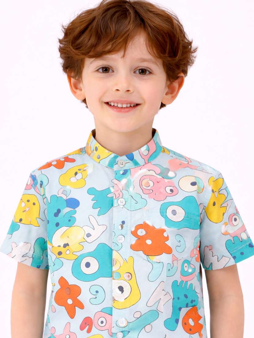boys printed shirt and short set - 22356690 -  Standard Image - 3