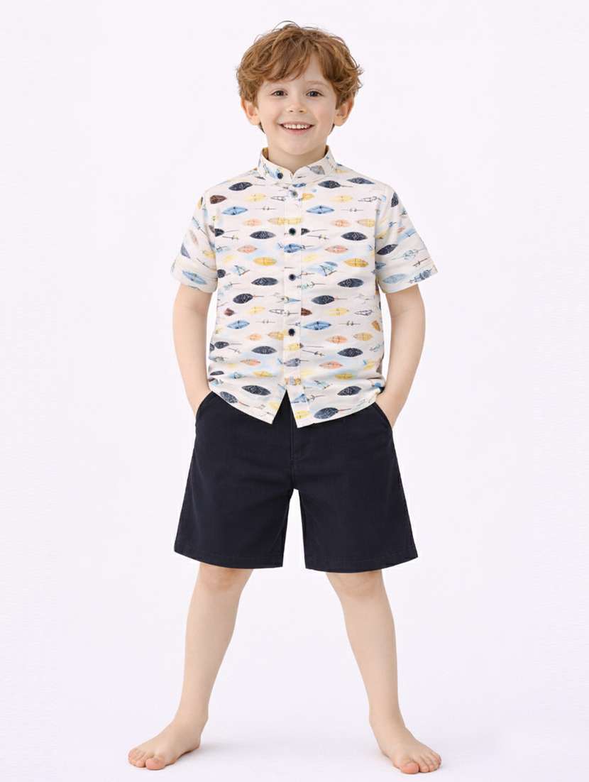 boys printed shirt and short set