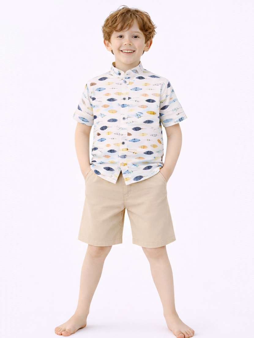 boys printed shirt and short set