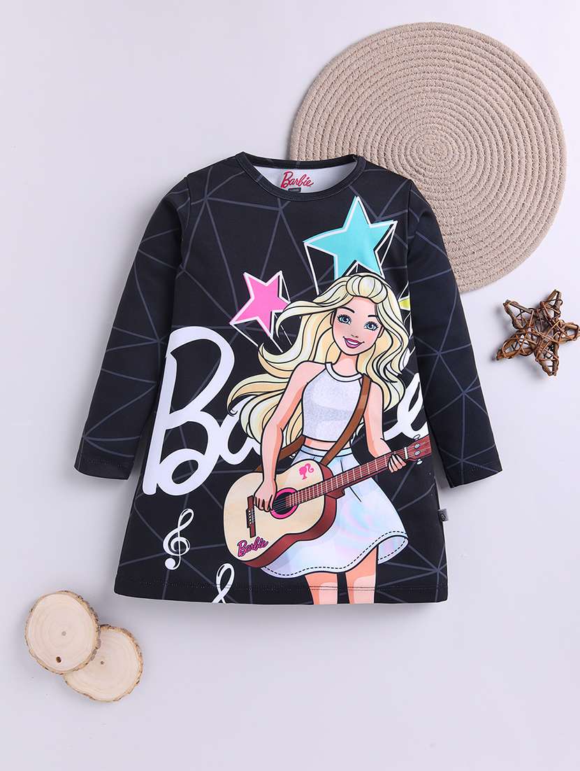 women printed long sleeve a-line dress