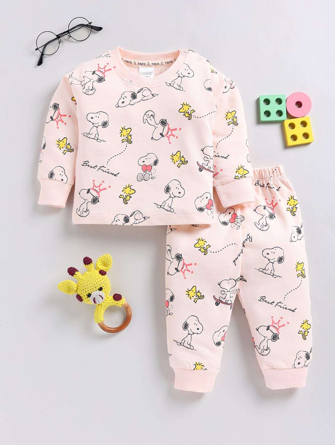 boys printed long sleeve winterwear full length set