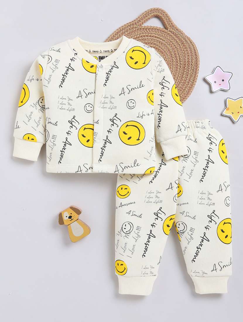 boys printed long sleeve winterwear full length set