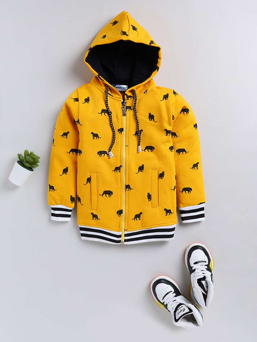 kids printed long sleeve hooded jacket 