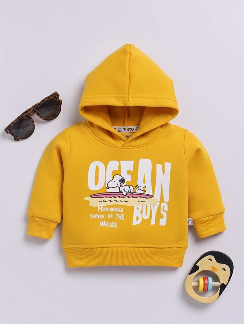 kids printed long sleeve hooded sweatshirt