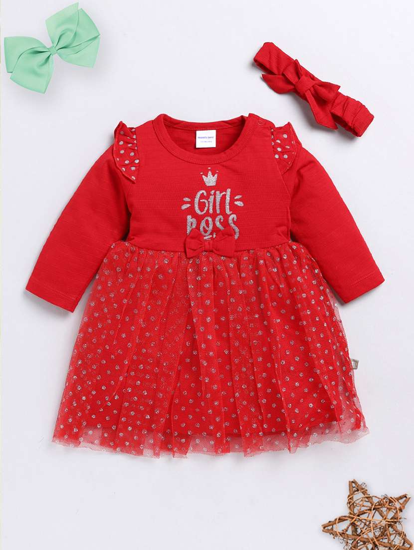 girls self designed long sleeve flared frock