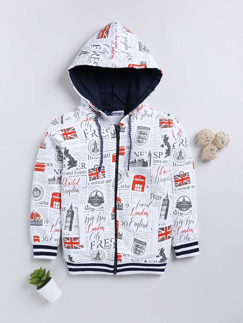 kids printed long sleeve hooded jacket 