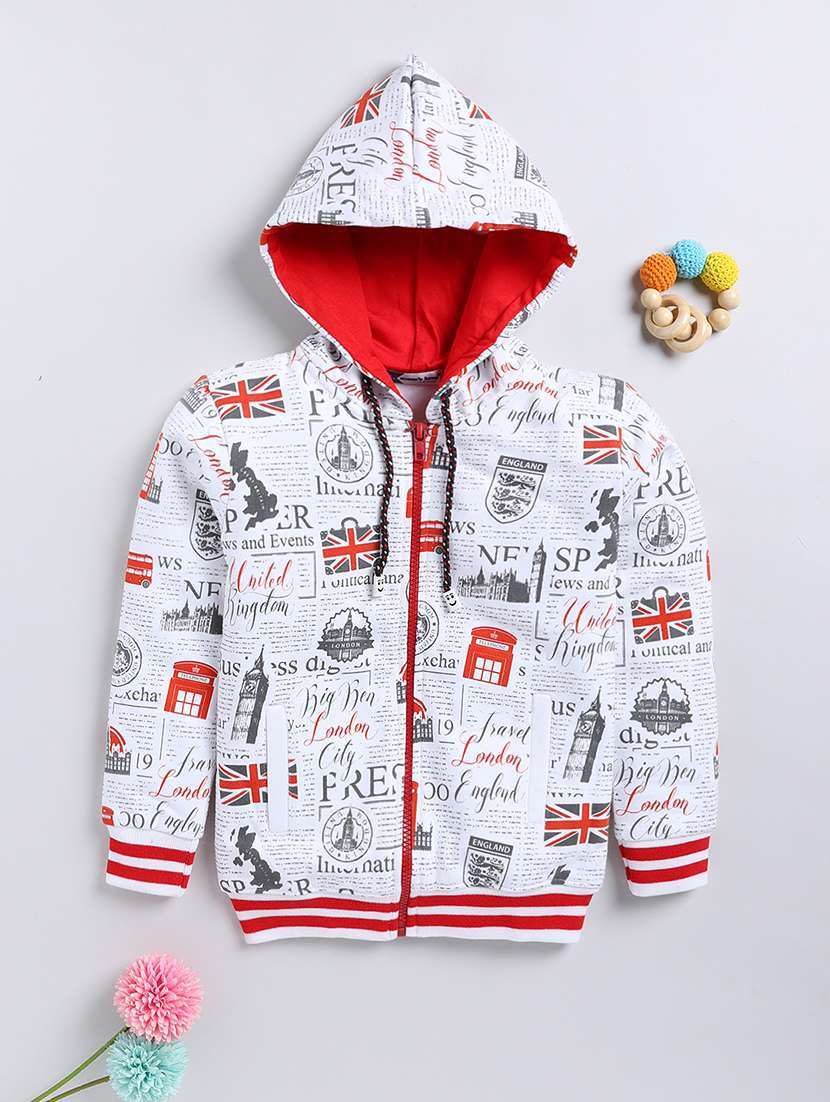 kids printed long sleeve hooded jacket 