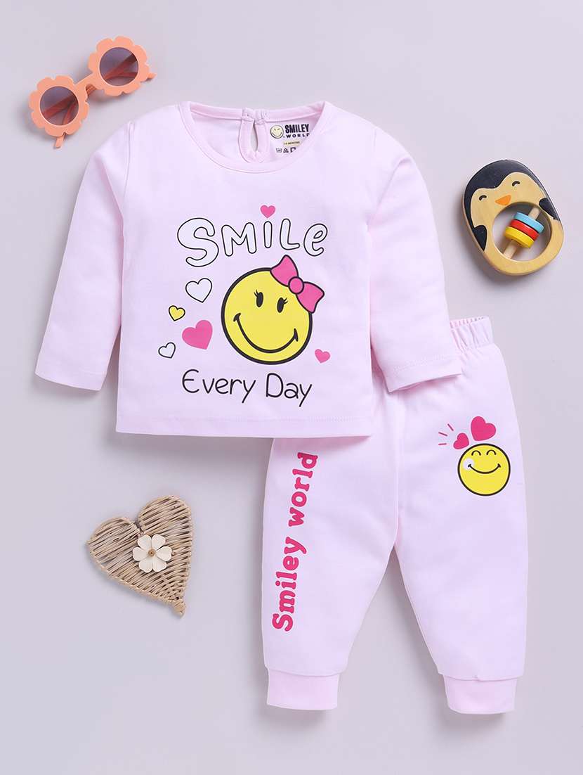 girls printed long sleeve full length set