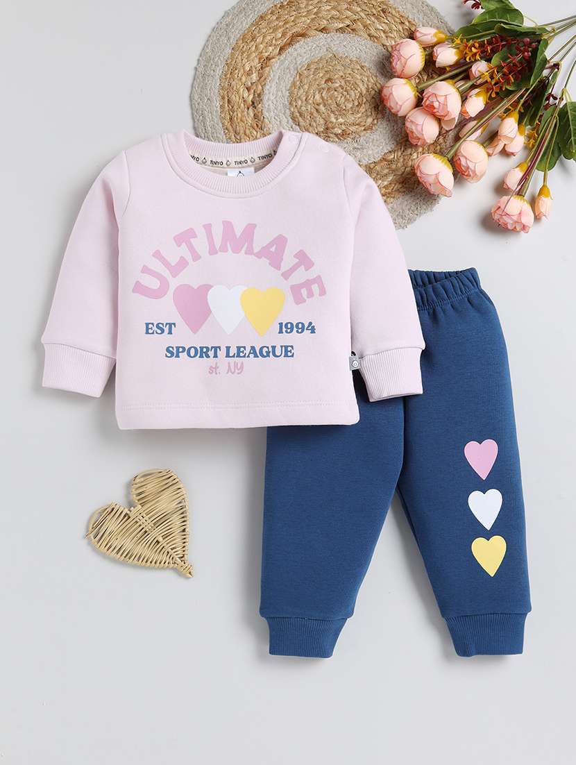 girls printed long sleeve full length set
